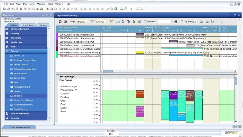 Sap business one service underhåll